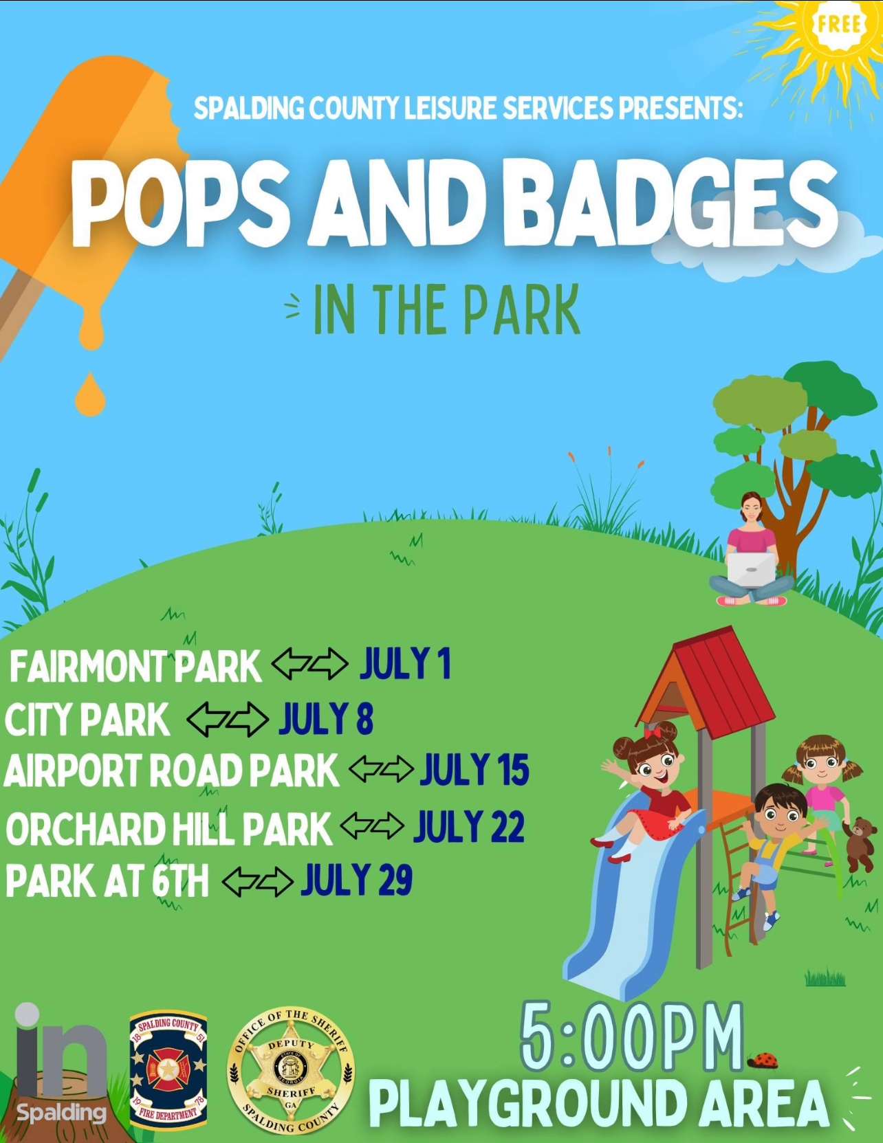 Pops and Badges in the Park Poster